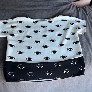 Kenzo Black and White Eye Pattern Top Size 36